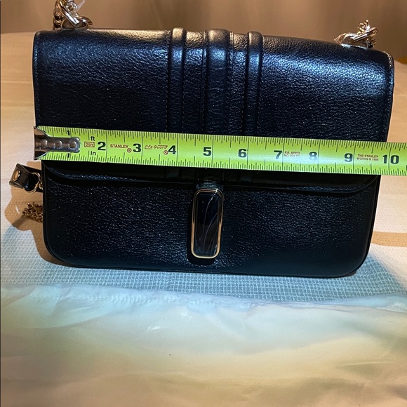 Brahmin Rosalie Black Gryphon Leather Shoulder Bag with Gold Chain - Picture 12 of 16